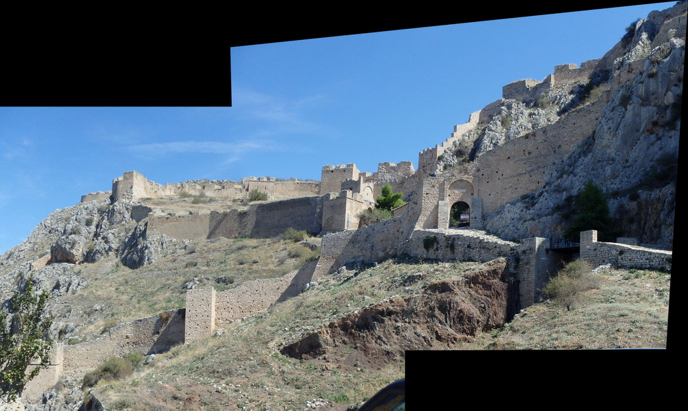 Composite Photo of Acrocorinth, looking up from the north.